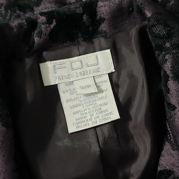 FDJ  / French Dressing  Purple & Black Tapestry Blazer  4 Button  Women's S/P - Picture 2 of 4